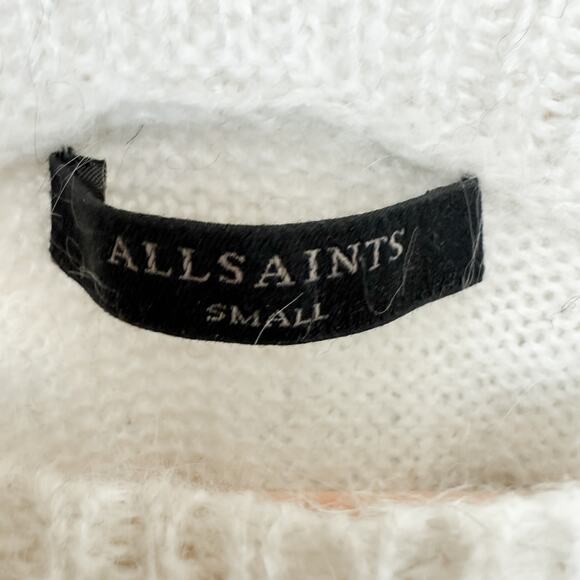 All Saints Suwa Striped Mohair Blend Sweater Black‎ White Size Small Oversized - Picture 6 of 8